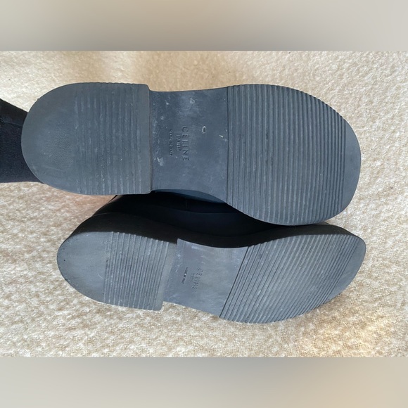 Celine Phoebe Philo Shearling Lined Black Leather Country Boots Size 37 - Picture 6 of 13